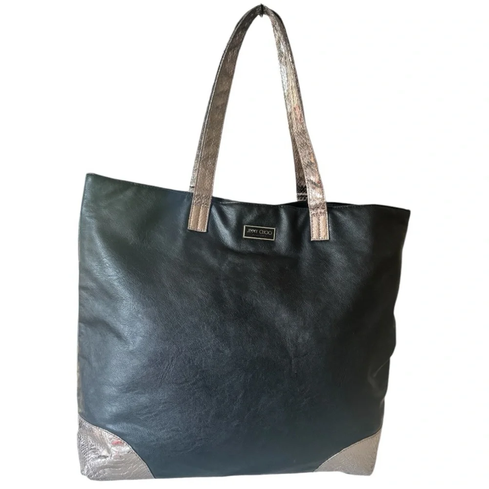 Jimmy Choo Parfums Black & Snake Print Faux Leather Tote Shoulder Bag!
